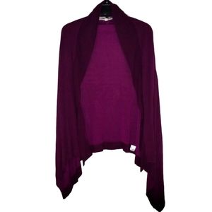 Annabella Women's Hi-Lo Violet Ribbed Trim Cardigan